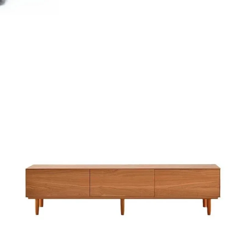 

Nordic all-solid wood cherry wood TV cabinet, minimalist black walnut all-floor locker