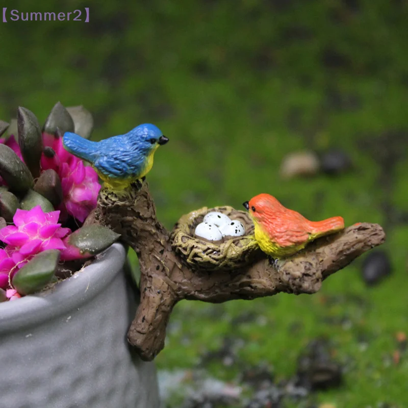 Bird Statue With Branch Adornment Micro Landscape Gift For Mom Realistic Bird Figurine For Balcony Yard Cabinet Garden 〔Sum2〕