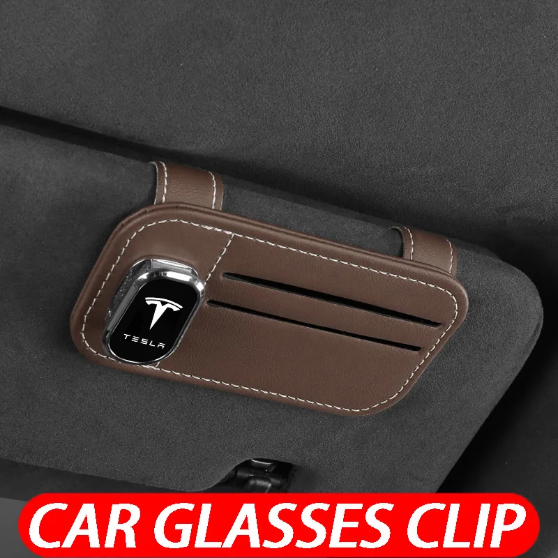 

Multifunctional Car Glasses Clip Card For Tesla Model 3 Model S Model X Model Y Roadster SpaceX Auto Ticket Clip Car Logo Clip
