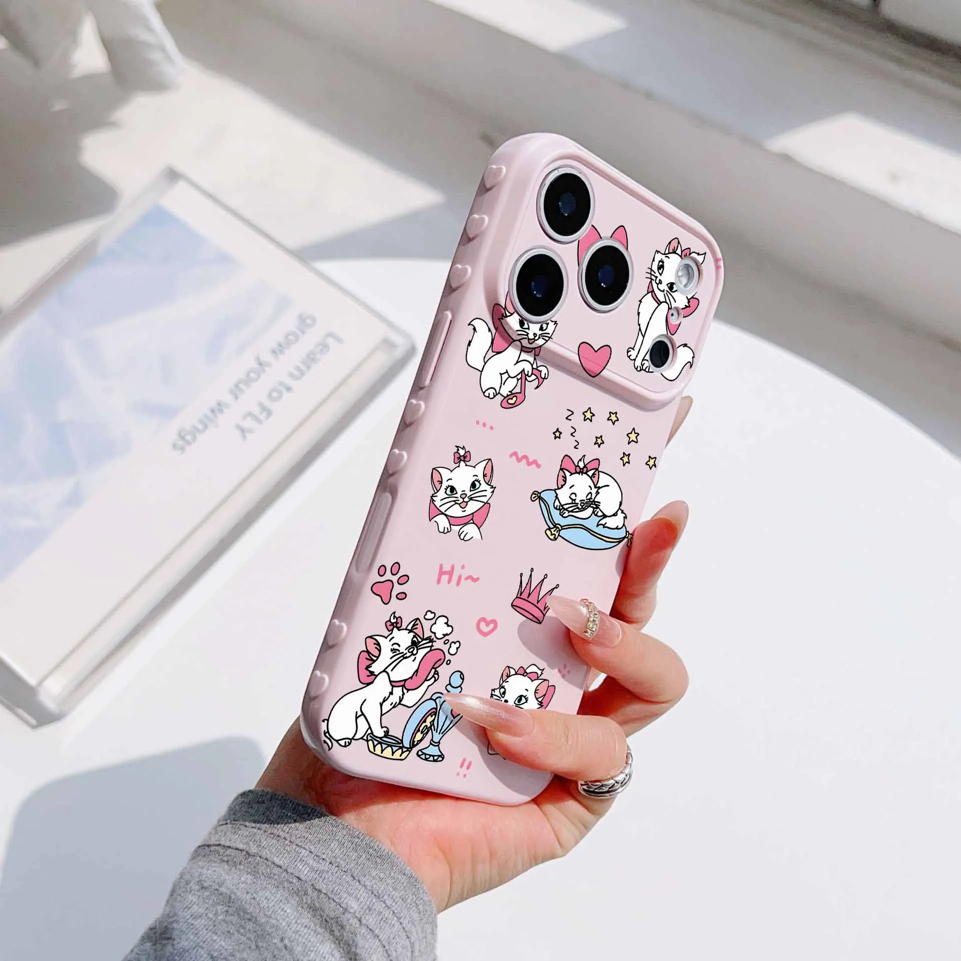 Cute Mary Cat For Apple iPhone 17 16 15 14 13 12 Mini 11 Pro Max Bubble Heart Cover Funda Silicone Soft Capa Phone Case view 3