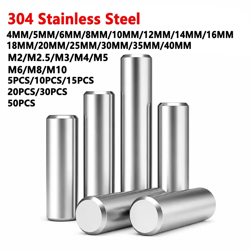 5/10/15/20/30/50 Pieces Stainless Steel Solid Bar Bearing Parallel Cylindrical Locating Rolling Pins M1 M2 M3 M3.5 M4 M5 M6