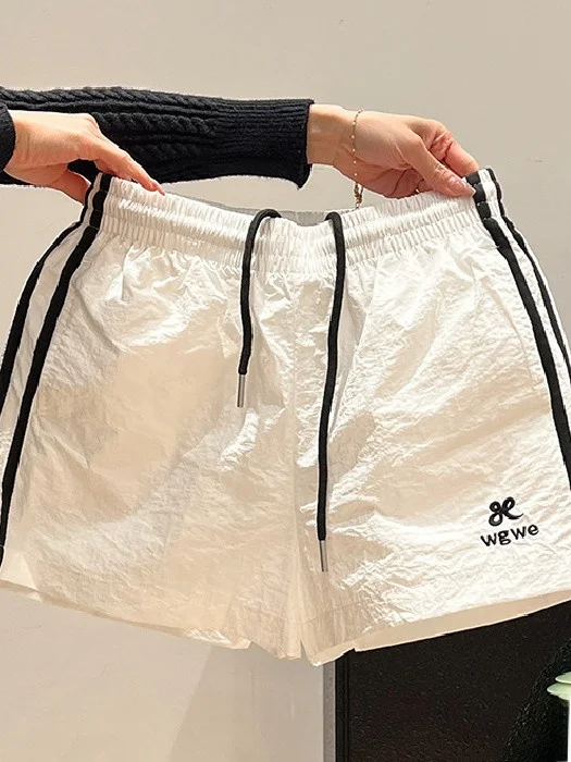 

American Style High Waist Slimming Drawstring Loose Casual Pants Design Summer 2026 New Women's Sport Shorts High Waist Strip...