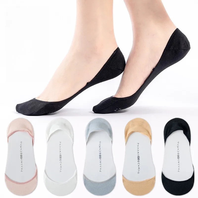 Non-slip Silicone Shallow Mouth Traceless Invisible Boat Socks Pure Cotton Solid Color Breathable Liner Socks for Women's Summer