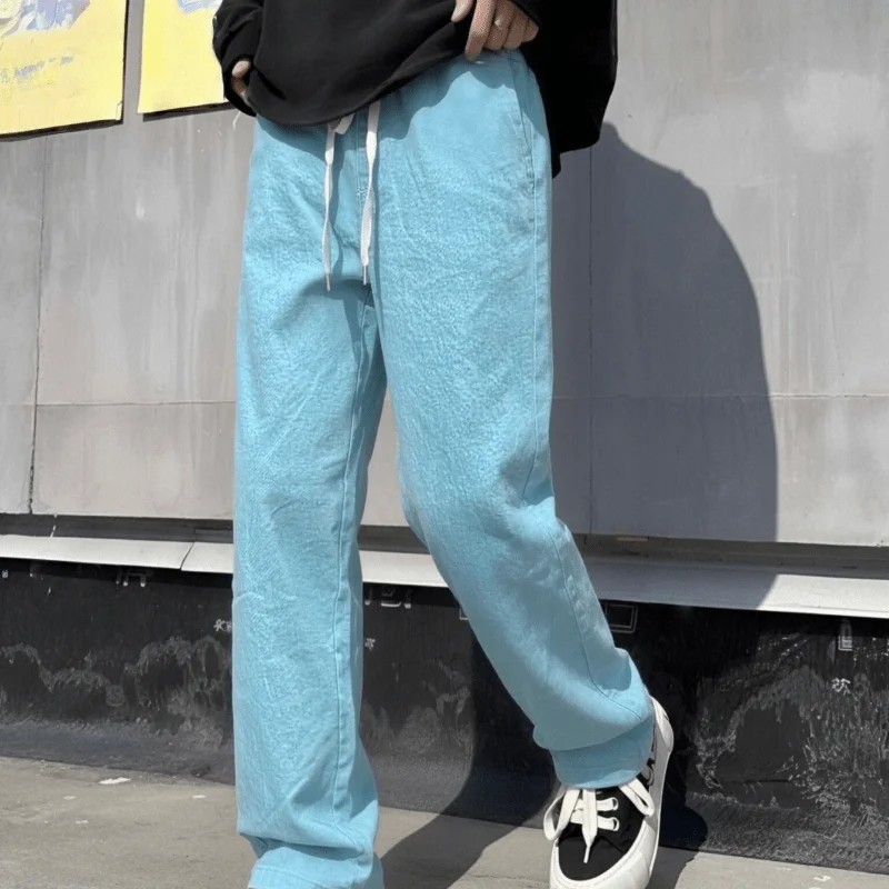 Men's Retro Loose Design Straight Jeans, Hand Washable or Dry Cleaning, Wear-resistant and Versatile