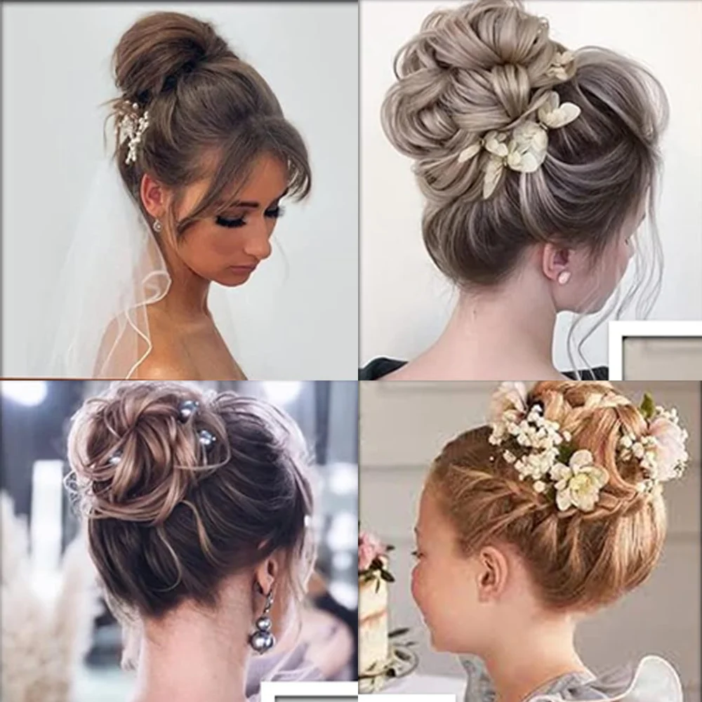 Chignon synthétique élégant à pince pour femme : postiche Updo ondulée instantanée, chignon synthétique chic, confortable et d'apparence naturelle