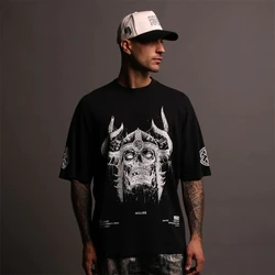 WOLVES Hip Hop Streetwear Man T-shirts Wolves Print T Shirt Men Summer 230-240g 100% Cotton Tees O-Neck Short Sleeve Tees Tops