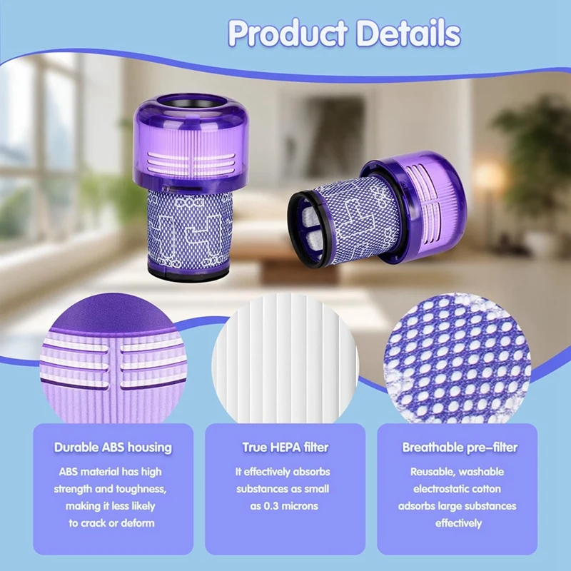 JDZD-เปลี่ยนไส้กรอง Hepa สําหรับ Dyson V12 Detect Slim Absolute V12 Detect Slim เครื่องดูดฝุ่นเปลี่ยนชิ้นส่วน 971517 -01