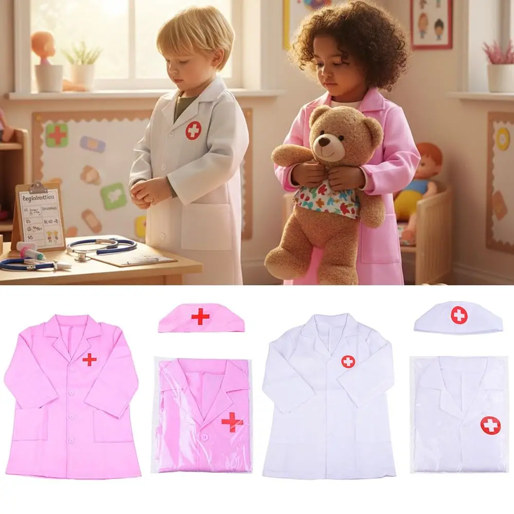 1 set wit roze kleding speelhuis prestatie kostuum dokterskleding professioneel spelen rollenspel