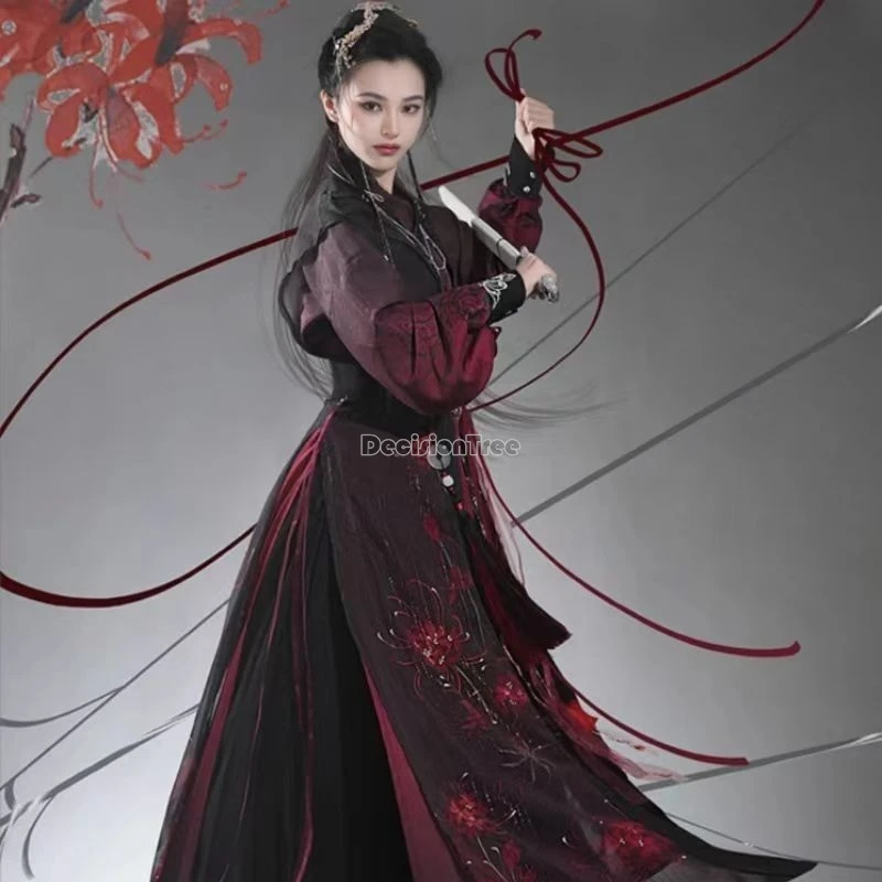 2024 dark style equinox flower element cool men hanfu chinese ancient style film tv performance garment daily cosplay costume