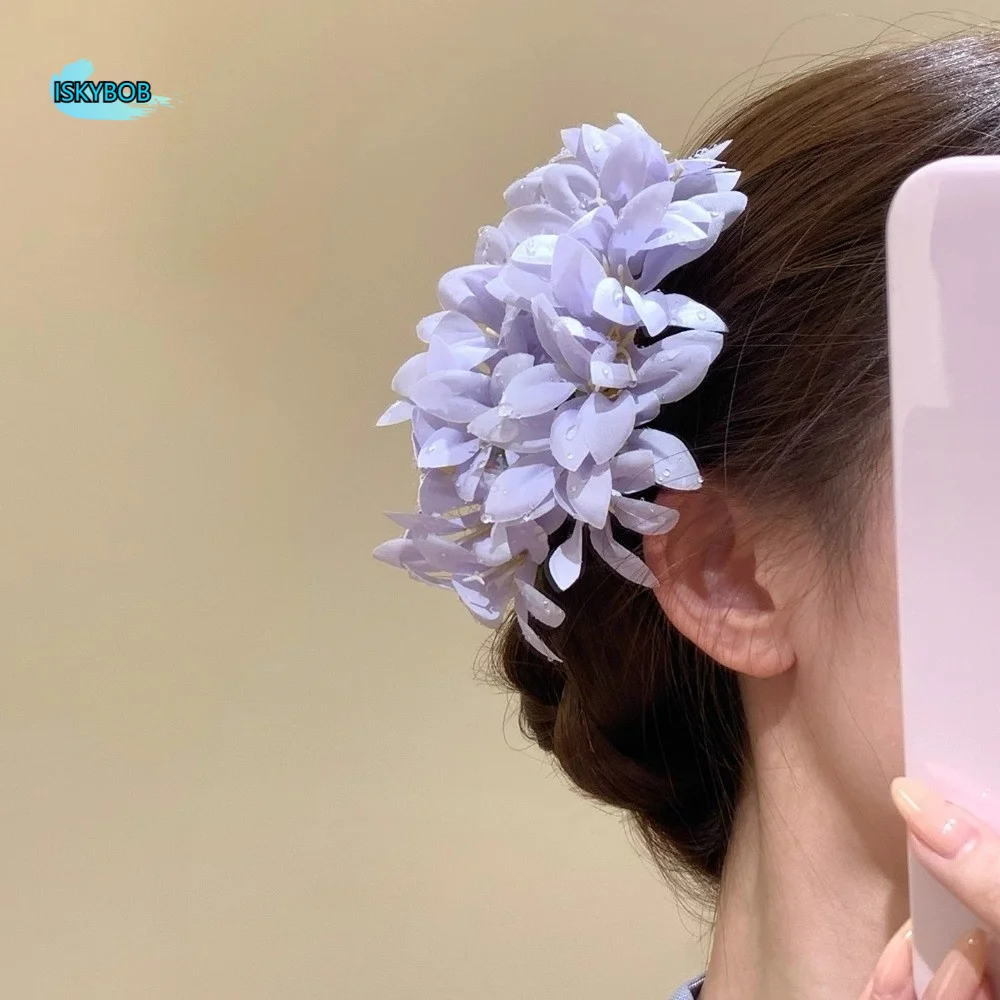 

Sweet Large Flower Hair Stick Bohemian Simulation Flower Thai Hair Fork Hairpin Solid Color Bride Hair Accessories Beach