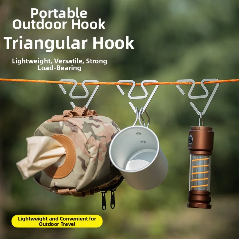 1PC Stainless Steel Hook Outdoor Camping Multifunctional Integrated Hook Tent Lamp Rack Bidirectional Return Hook