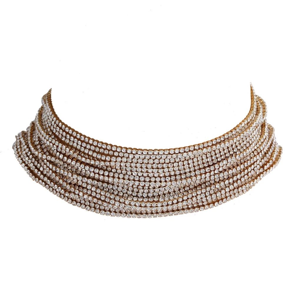 

Retro Diamond Necklace Women Jewelry Chunky Necklaces Choker Chain Multi Strand
