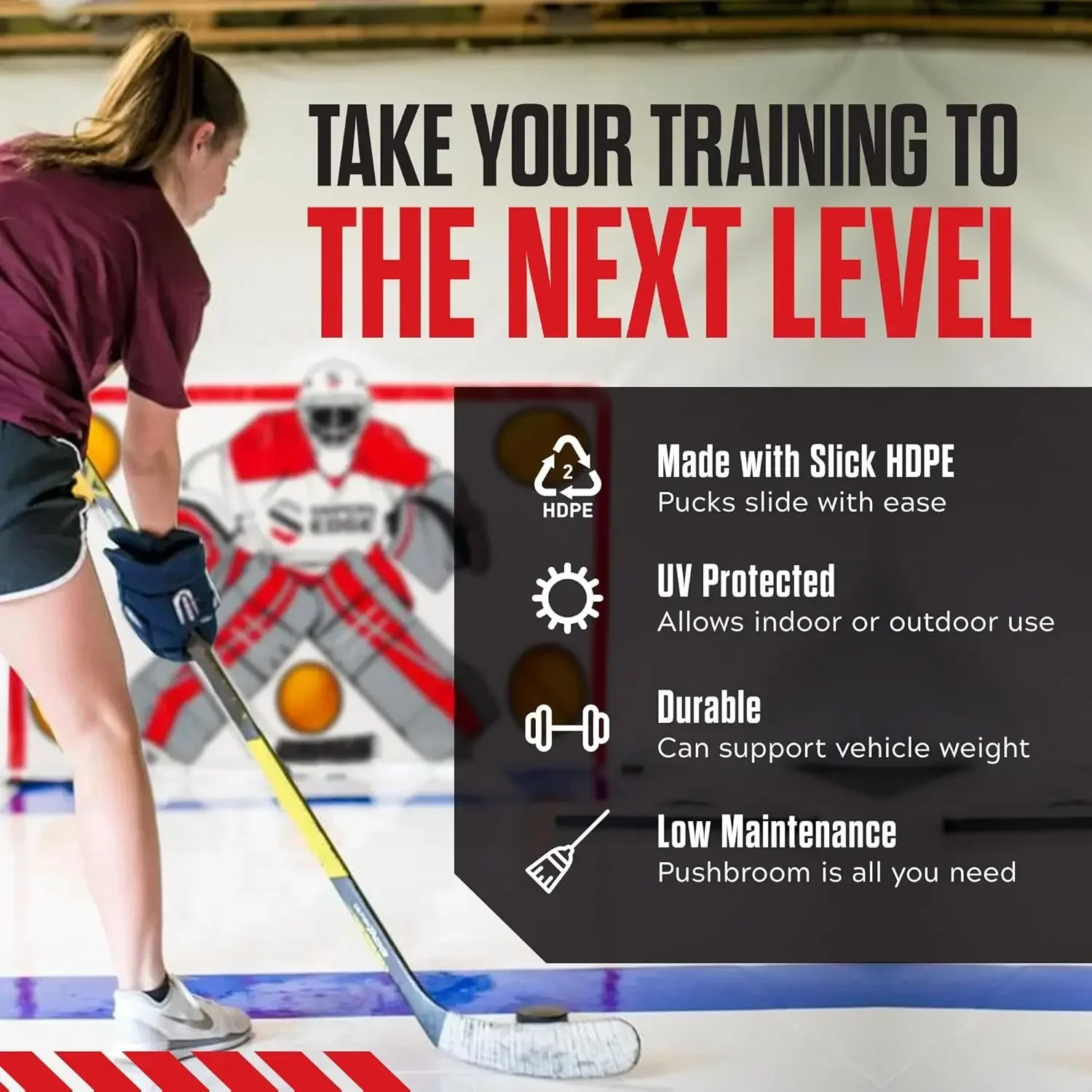 Snipers Edge Hockey - بلاط Dryland Slick - 20 أزرق ثلجي 12 بوصة × 12 بوصة سهل التجميع، طلاء بالأشعة فوق البنفسجية عالي الجودة للحماية