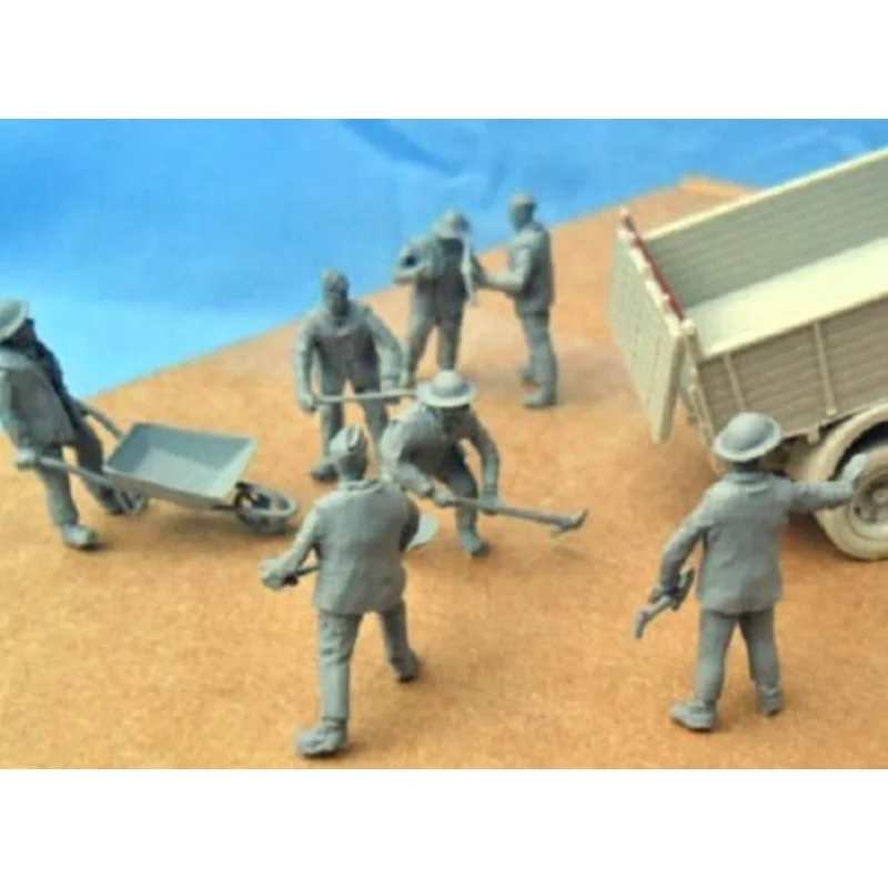 1/72 Die-cast Resin  British Pioneer and Tool Cart Model Assembly Kit 7 Figures (unpainted)