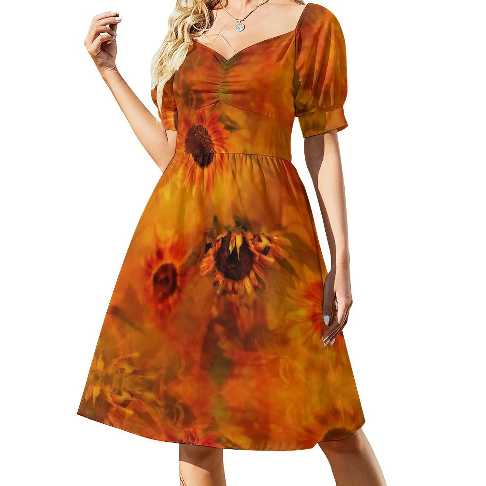 

Autumn Sunflowers Play Short Sleeved Dress summer dresses womens 2025 Female dress Dress