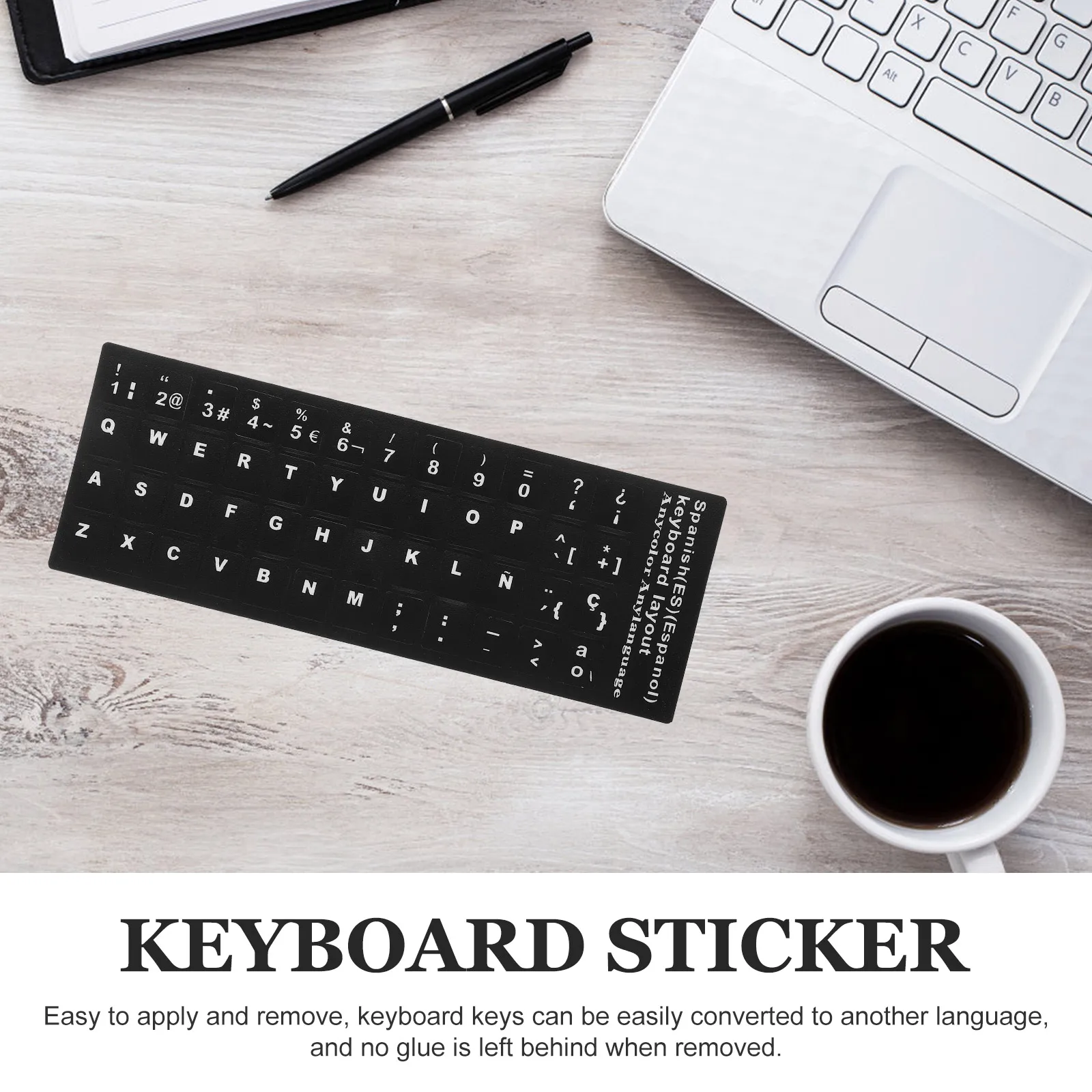 

6 Sheets Waterproof Keyboard Stickers PVC Universal Laptop Desktop Computer Accessories Black White Protective Decals Multi
