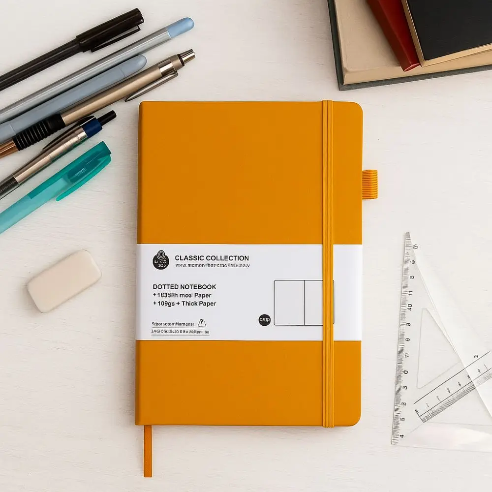 Agenda Premium A5 Notebook Bookmark Ribbon Back Pocket Journal Notebook Tie-strap Pocket Notepad School