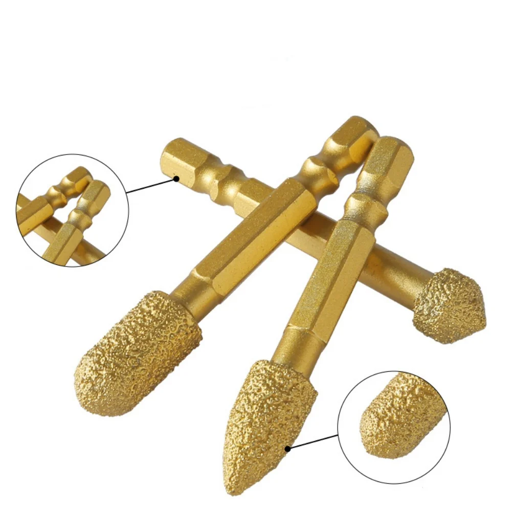 7Pcs Brazing Grinding Head Diamond Rotary File Head Iron Stainless Steel Burr Ceramic Tile Stone Polishing Engraving Drill Bits