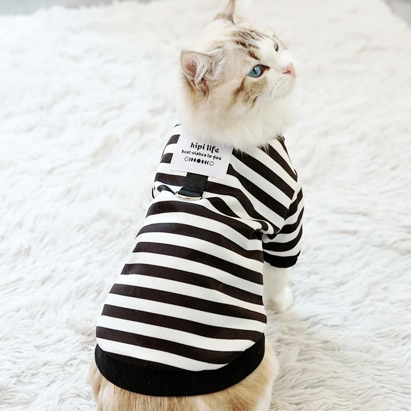 Fashion Pet Dog Clothes for Small Dogs Winter Warm Dog Striped Hoodies Cute Puppy Pullover Soft Cat Sweatshirt Chihuahua Clothes