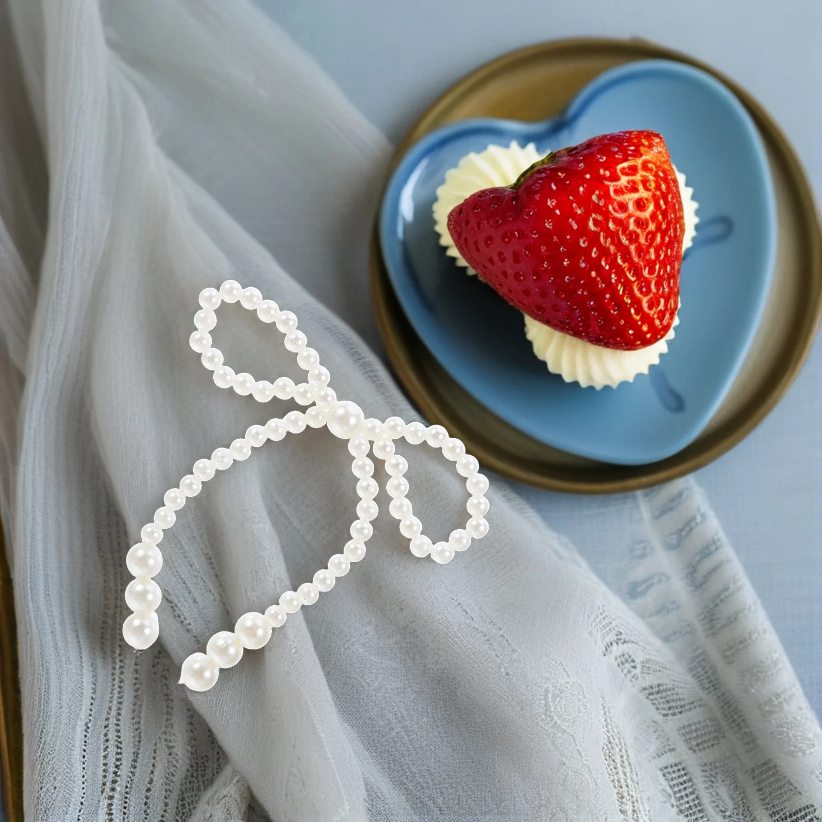 

10pcs Bow Cupcake Toppers White Imitation Pearl Beaded Cake Decorations For Weddings Birthday Baby Shower Party Supplies Ribbon