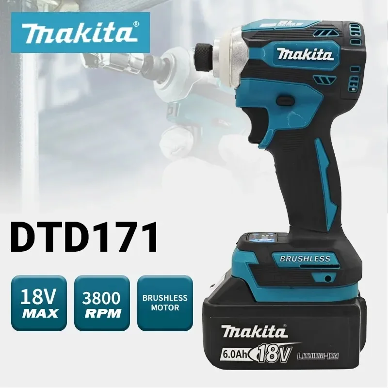 Makita DTD171 18V Brushless Impact Driver Cordless Rechargeable Electric Screwdriver Drill Driver Power Tool for DIY Projects