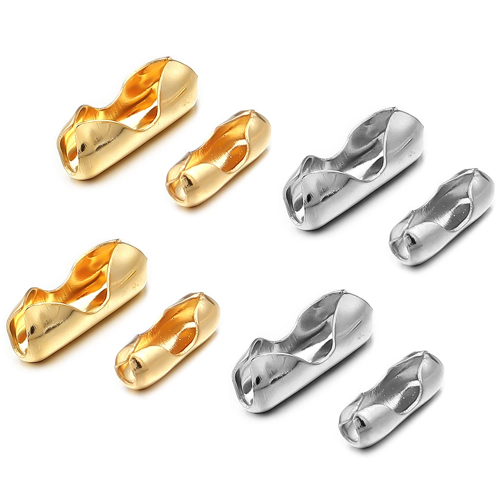 40-100pcs/lot 1.5mm 2.4mm Stainless Steel Ball Chain Connectors Clasps For DIY Bracelets Necklaces Bead Chain Jewelry Finding