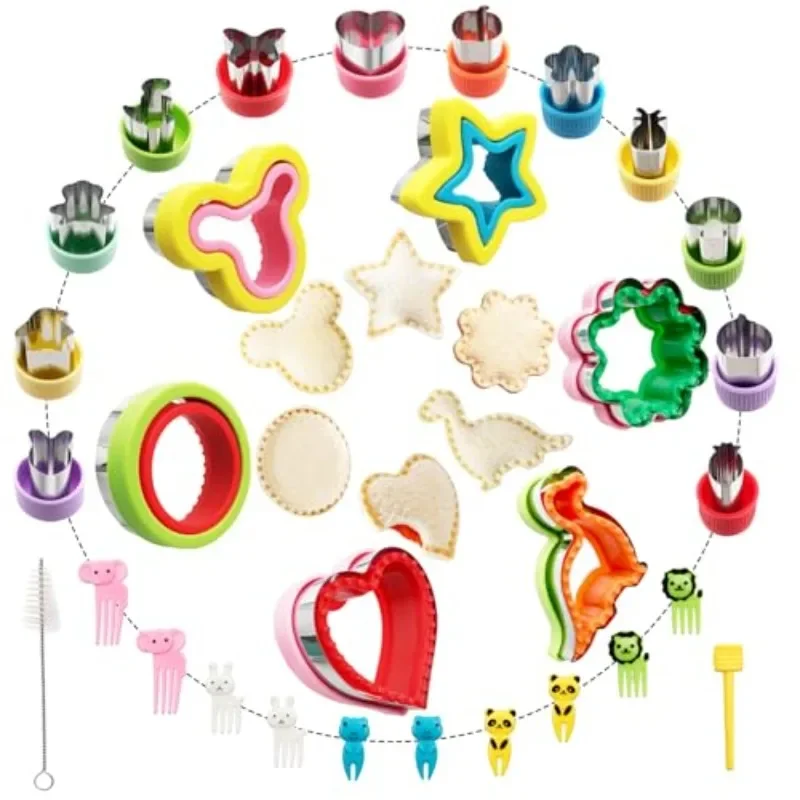 

Sandwich Cutter and Sealer Set of 30 Pcs Fun Food Shape Cutters Shapes Cookie Cutters Food Picks Sandwich Maker Accessories