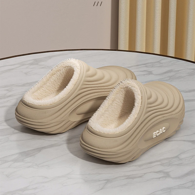 Home Fuzzy Slipper Women Fluffy Winter Warm Fur Plush Indoor Lazy Thermal Furry House Shoe Flat Flip Flop Ladies Slide Men Male view 5