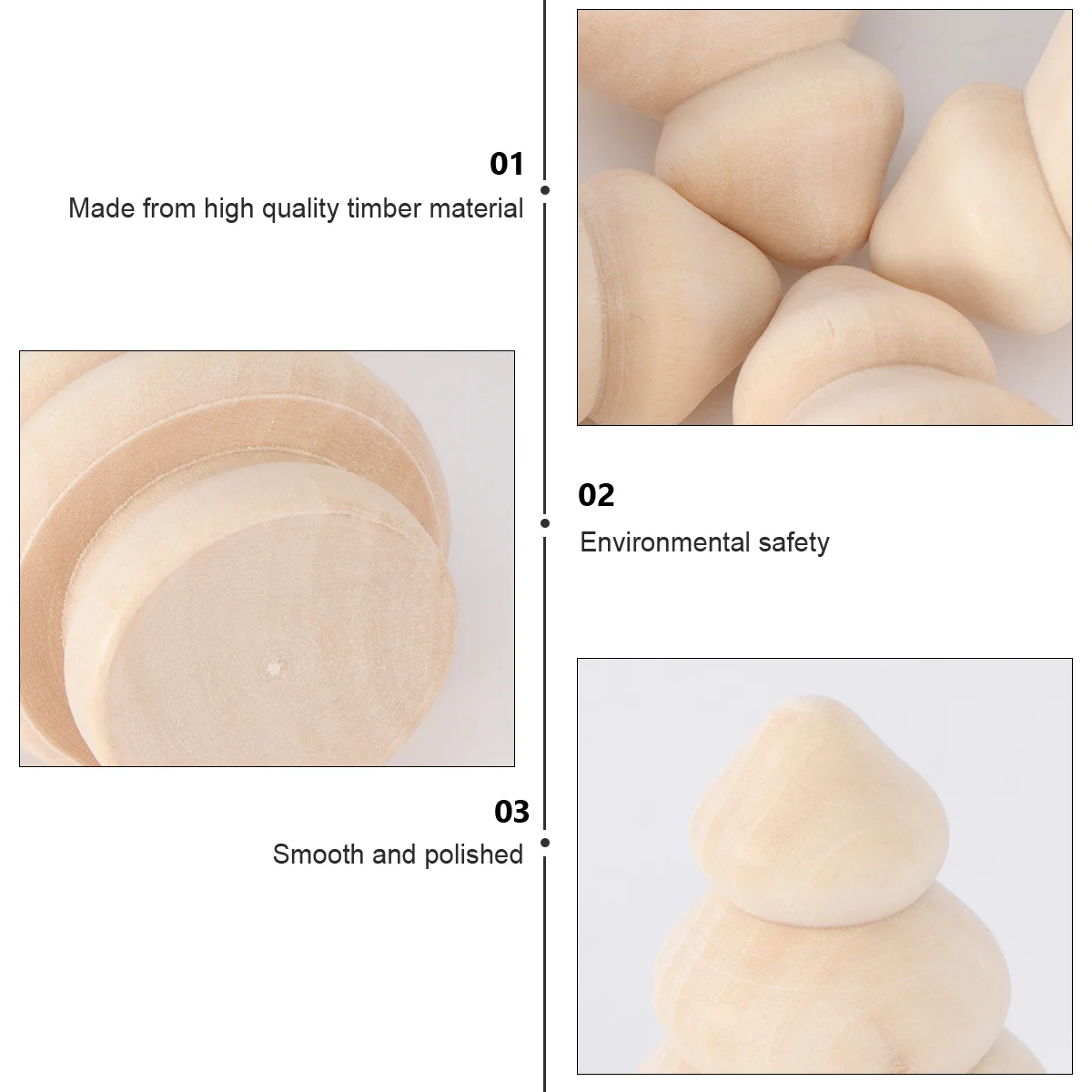 

10Pcs Wood Christmas Tree Crafts DIY Unpainted Wooden Ornaments for Family Art Project Home Holiday Decorative Item