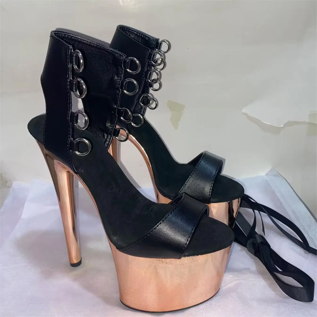 17cm stiletto heels, 7in pole dancing boots, plating platform sexy nightclub model party ankle boots