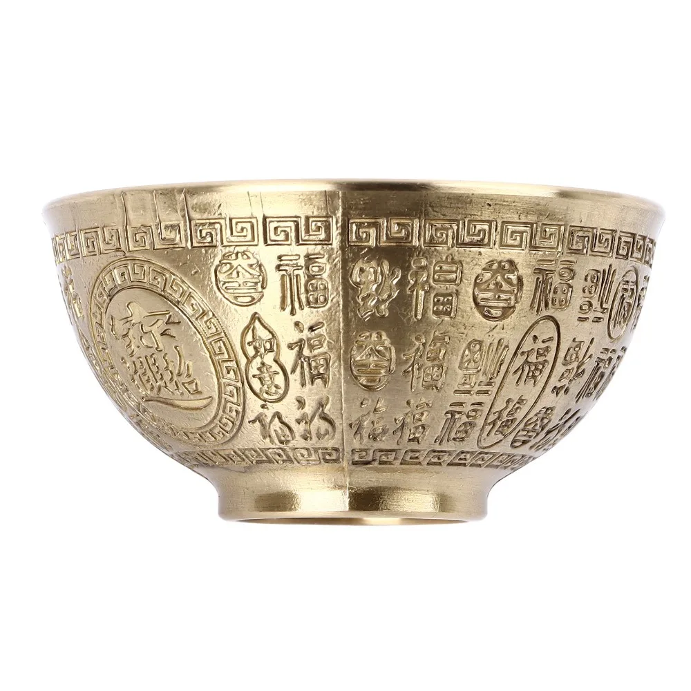 Gold Buddhist Offering Bowl Brass 3.3-Inch Diameter Blessing Bowl Sturdy Feng Shui Brass Bowl For Entrance Decor