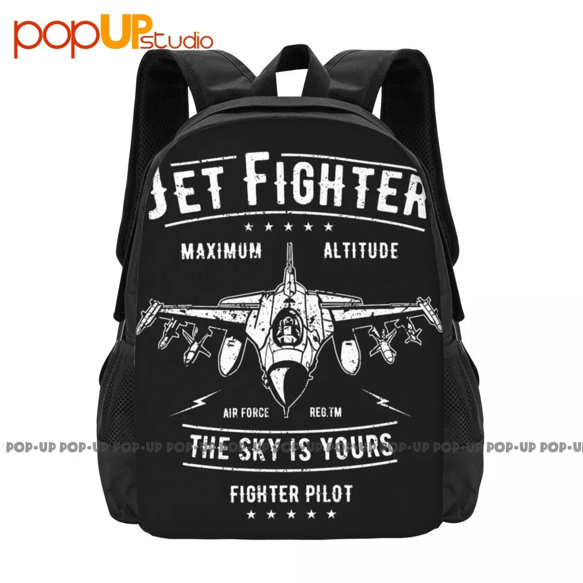 Jet Fighter F 16 Pilot Plane Us Royal Air Force Backpack Large Capacity Print Softback Sports Style Clothes Backpacks