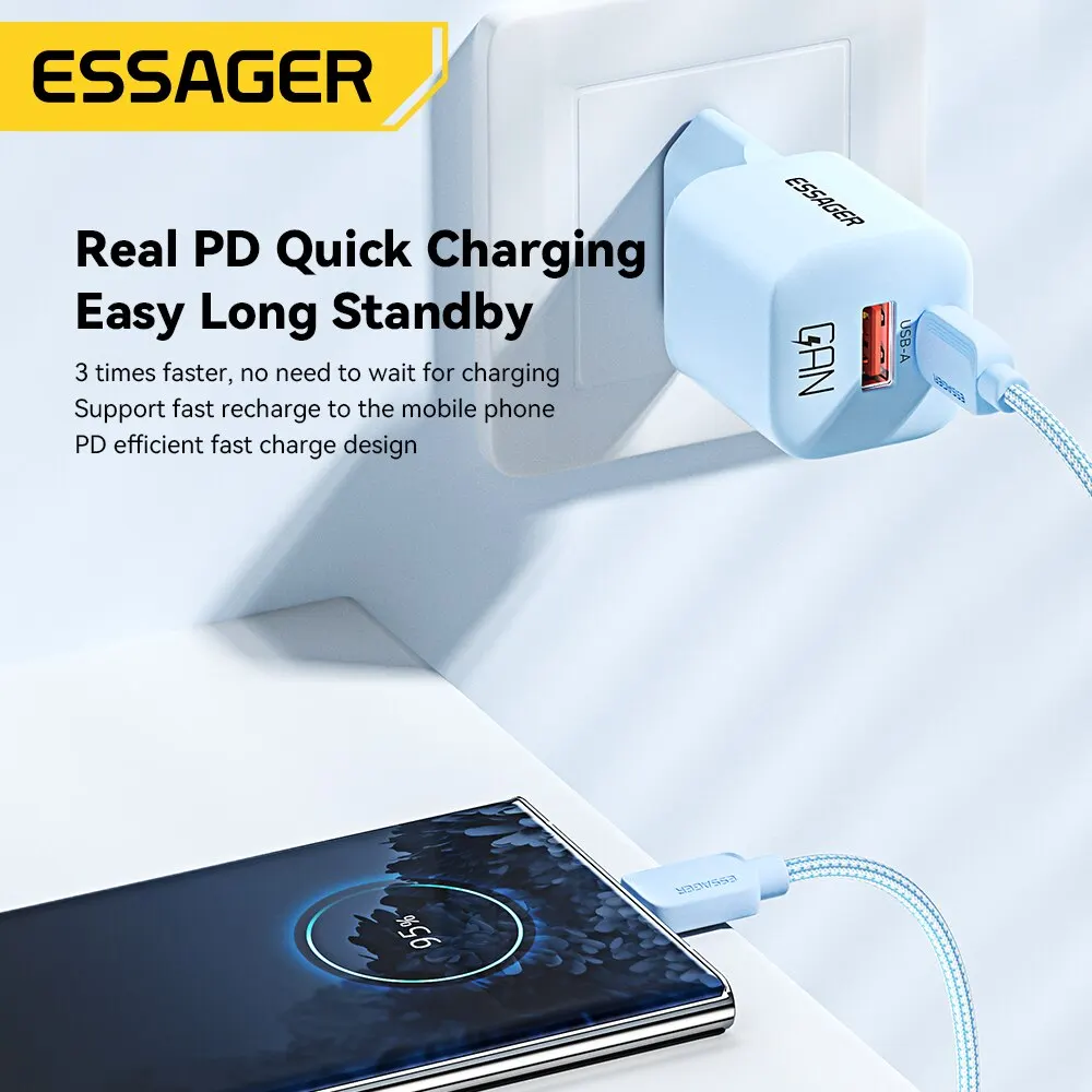 Essager 20W GaN USB C 타입 충전기 PD 빠른 충전 전화기 QC 3.0 고속 충전기 아이폰 14 13 12 11 프로 맥스 미니 아이패드용 충전