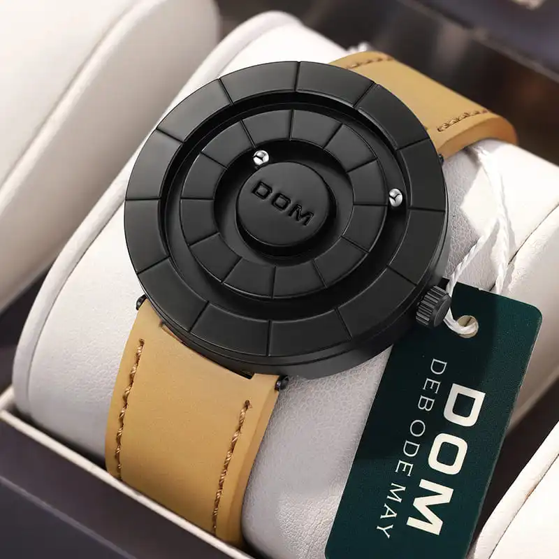 

DOM 1553, мужские кварцевые часы креативного дизайна, магнитный шар, водостойкий кожаный ремешок, модные часы для мужчин, подарки, reloj hombre