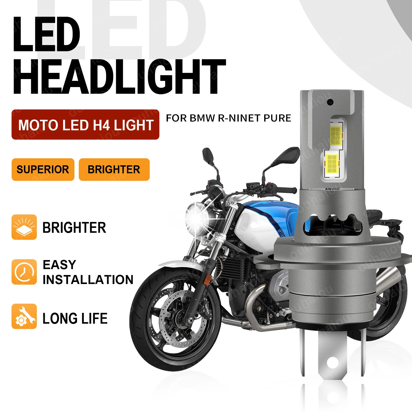 

1Pcs H4 Motorcycle Headlight Bulb High Bright 6000K White CSP 3570 Led Headlight For BMW R-Ninet Pure