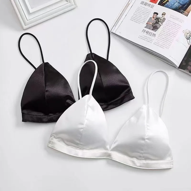 

New sexy thin shoulder strap wrapped bra triangular cup beautiful back bra underwear women's non steel ring bra with bra pad