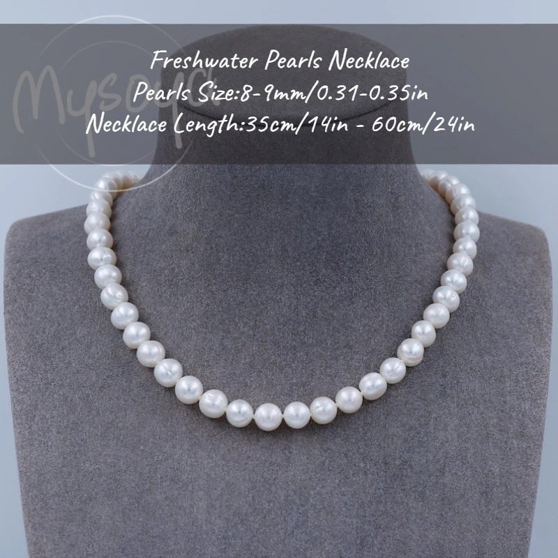 MYSOYA 8-9 مللي متر قلادة لؤلؤ المياه العذبة قلادة لؤلؤ الزفاف مع صندوق هدايا لها/عيد ميلادها/الزفاف/عيد الميلاد/هدية السنة الجديدة
