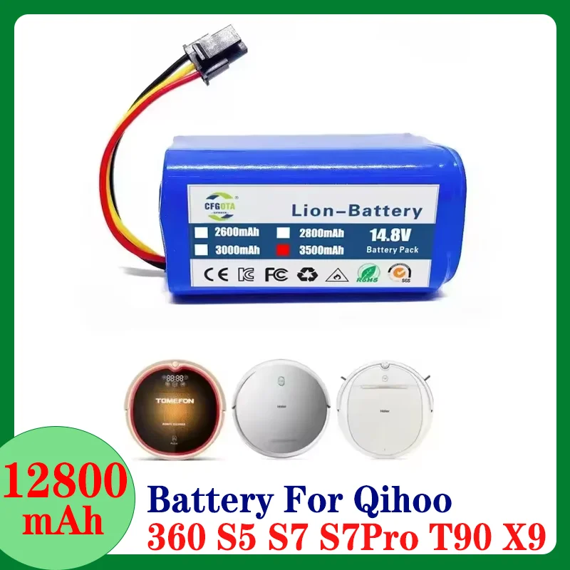 NEW 2600mAh-12800mAh 14.4v Lithium battery For Qihoo 360 S5 S7 S7Pro T90 X9 Robotic Vacuum Cleaner Replacement Batteries Part