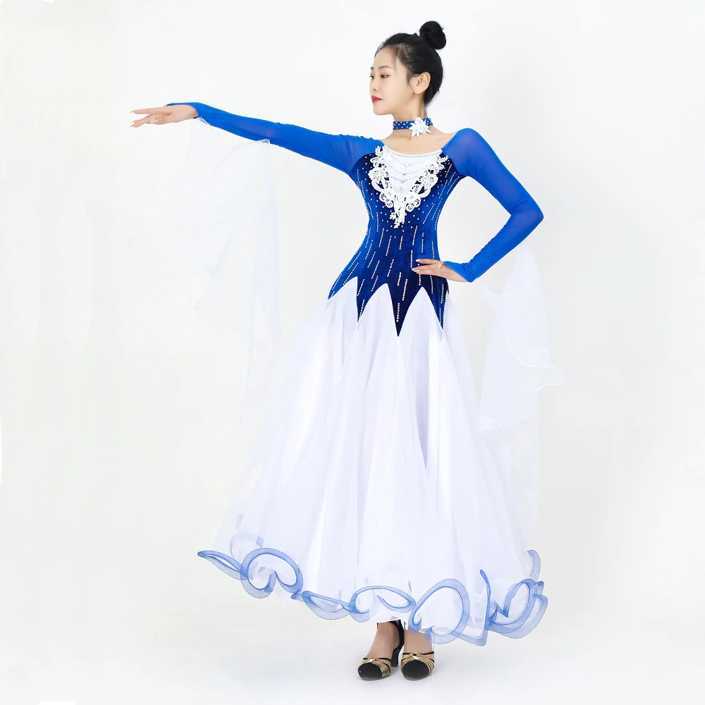 Vestido moderno de dança valsa para menina, roupas para competição e salão de baile, terno urbano para baile, roupa de palco para mulheres, vestido de competição para baile, roupa de palco, terno volumoso, 2024