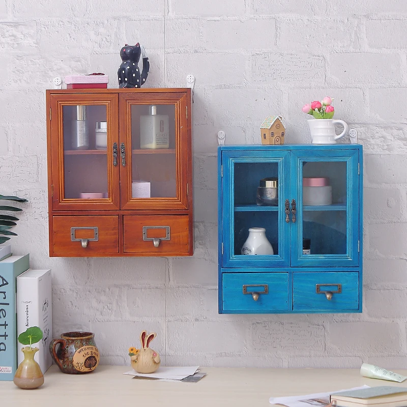 Small Storages Cabinets Home Decoration Wooden Box No-punched Wall Storage Locker Bedroom Bedside Shelf Wall-mounted Cabinet
