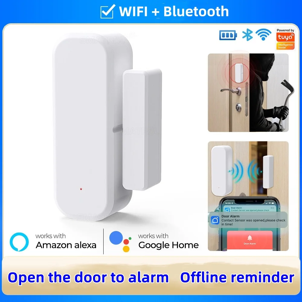 مستشعر نافذة الباب الذكي Tuya Smart Life APP تنبيه WiFi Zigbee متوافق مع المشهد التلقائي لكاشف Alexa Google Home المفتوح والإغلاق