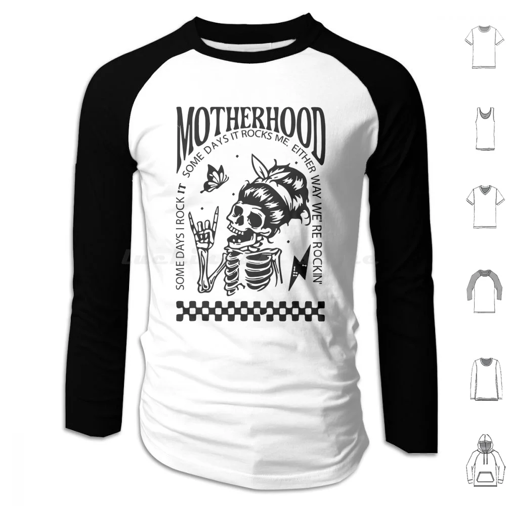 

Some Days I Rock It Funny Skeleton Mom Mother Day Hoodie cotton Long Sleeve Mom Mama Motherhood Mama Bear Mama Skeleton