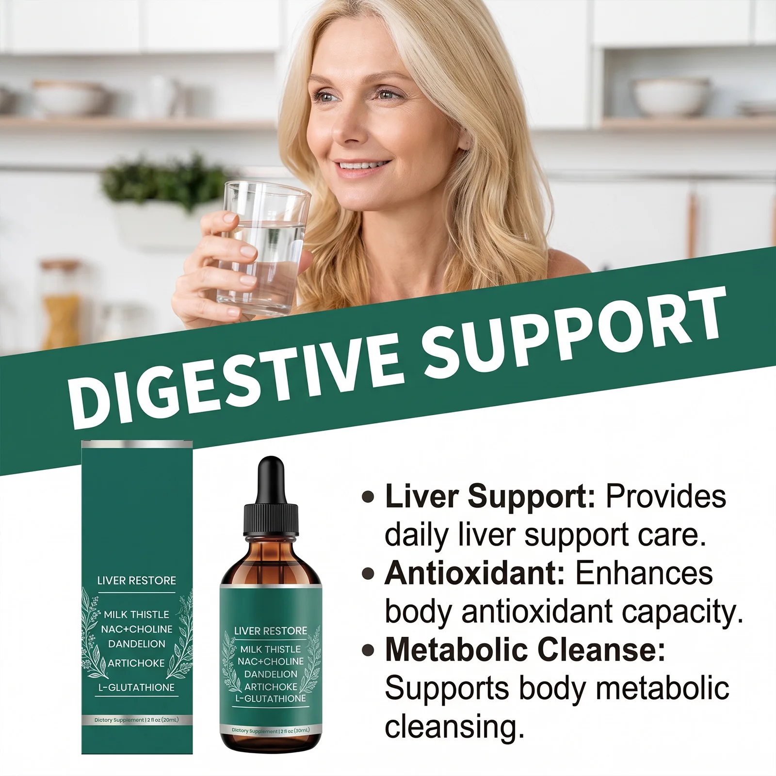 Herbal Liver Support Drops Liver Cleanse Detox Antioxidant Protection Milk Thistle Artichoke Extract Liver Care Liquid Drops