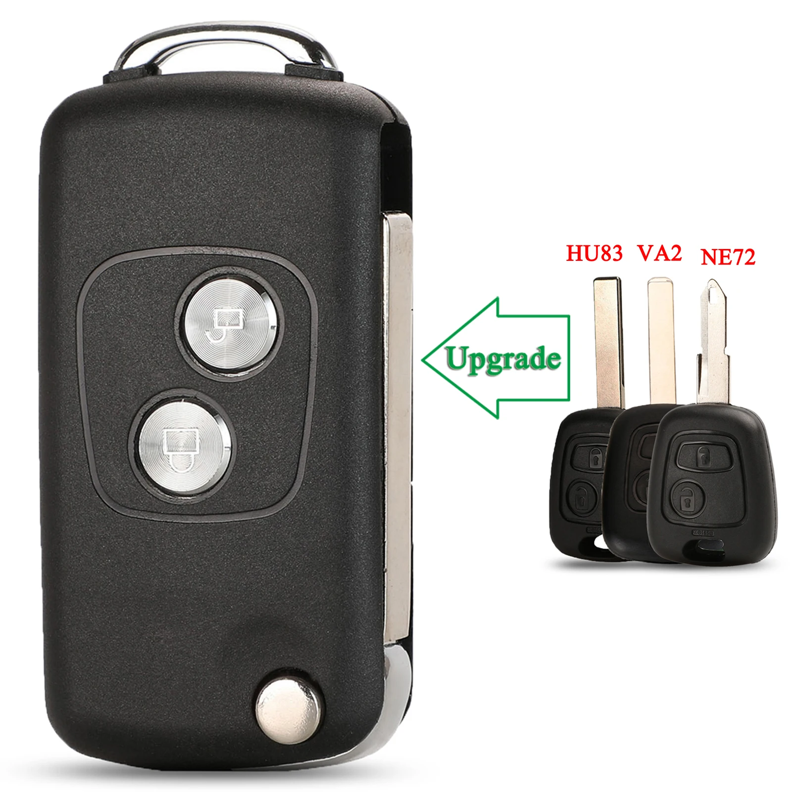 Jingyuqin 2 Buttons Flip Car Remote key Case Shell For Peugeot 206 306 307 107 207 fit Citroen Modified HU83 VA2 NE73 Blade Fob