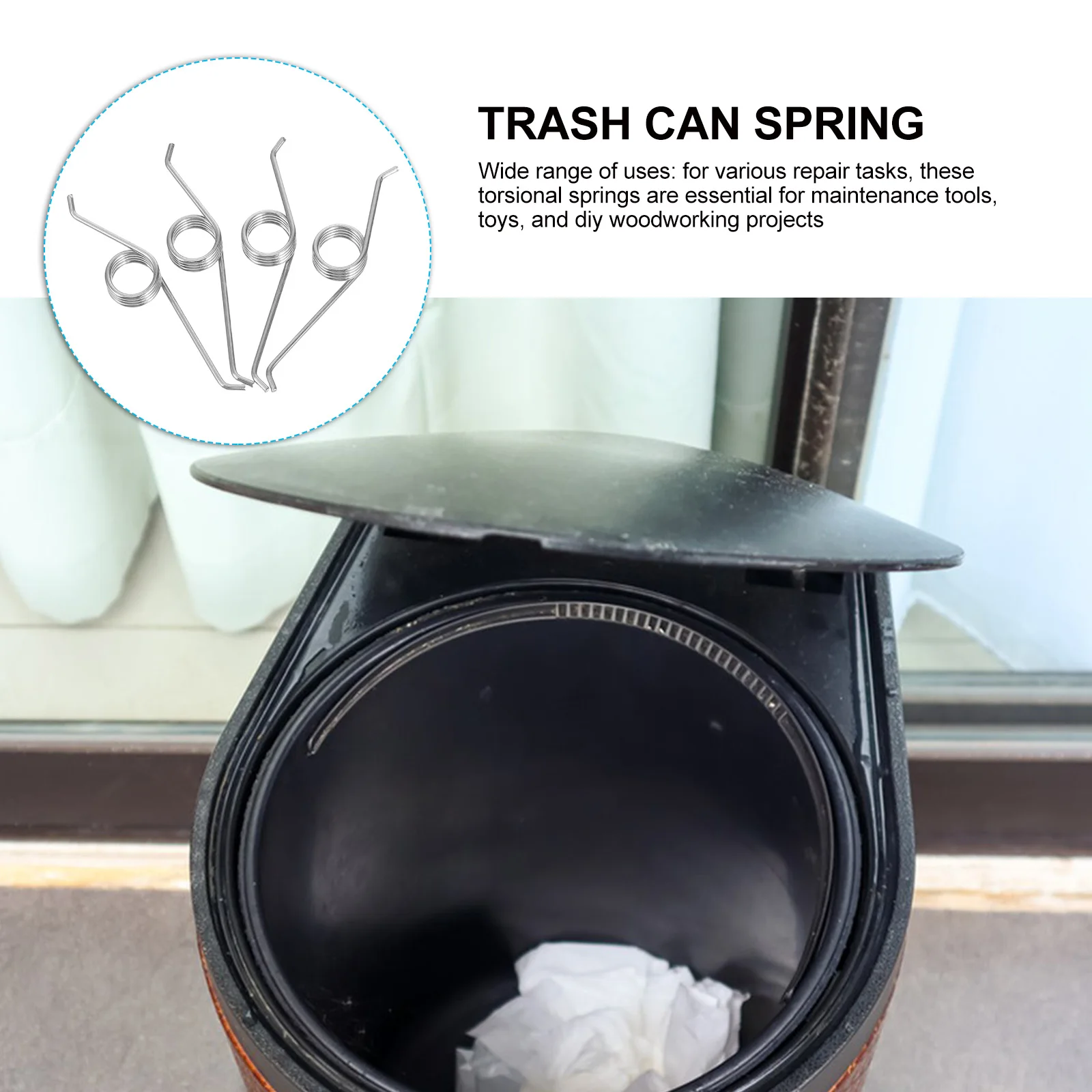 

4pcs Stainless Steel Torsional Springs Trash Can Lid Replacement Parts Garbage Bin Smooth Closing Mechanism Sturdy