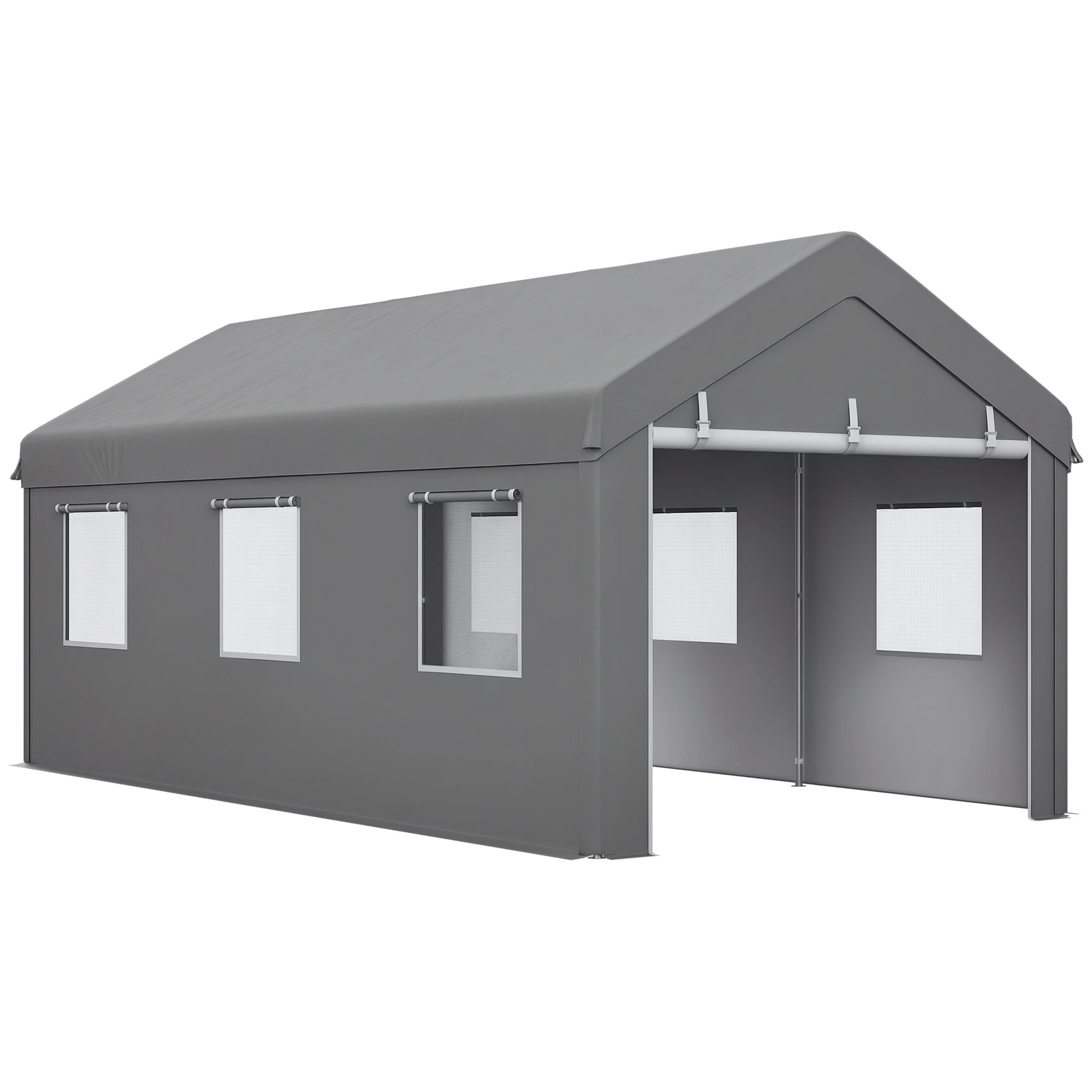 Outsunny Carpa Garaje 6x3 m Impermeable con Paredes Laterales Desmontables Gris