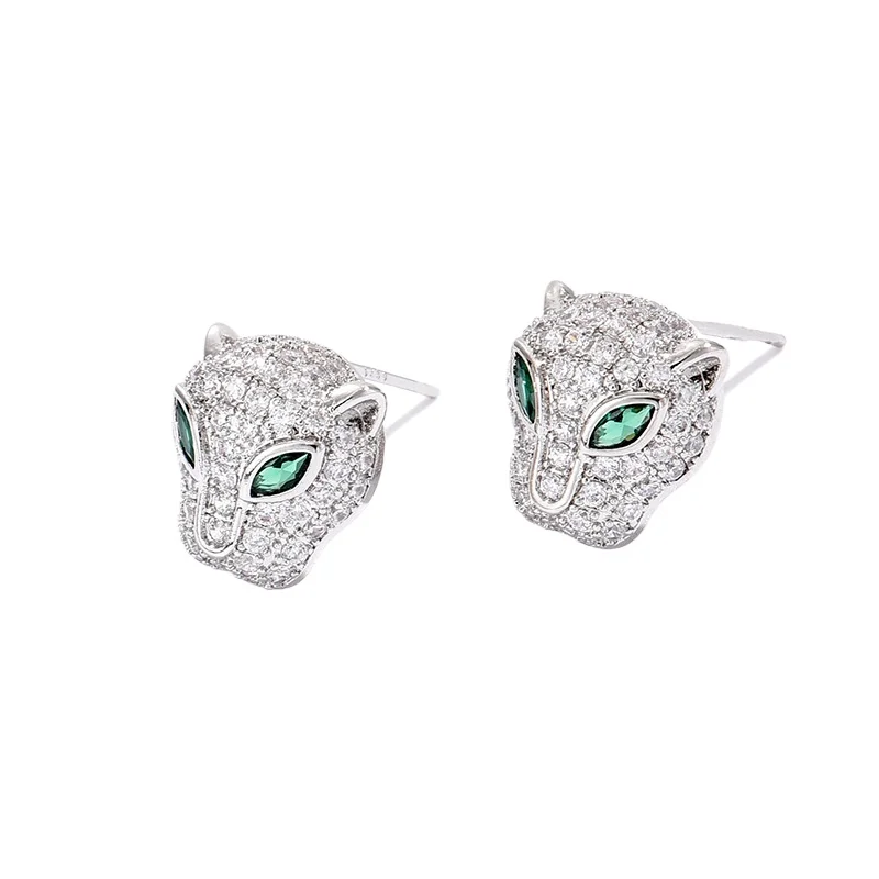 YCP Wind Leopard Zircon Stud Earrings Animal Head Design Hip Hop Jewelry Light Luxury Niche Accessories for Women 2025 Trend