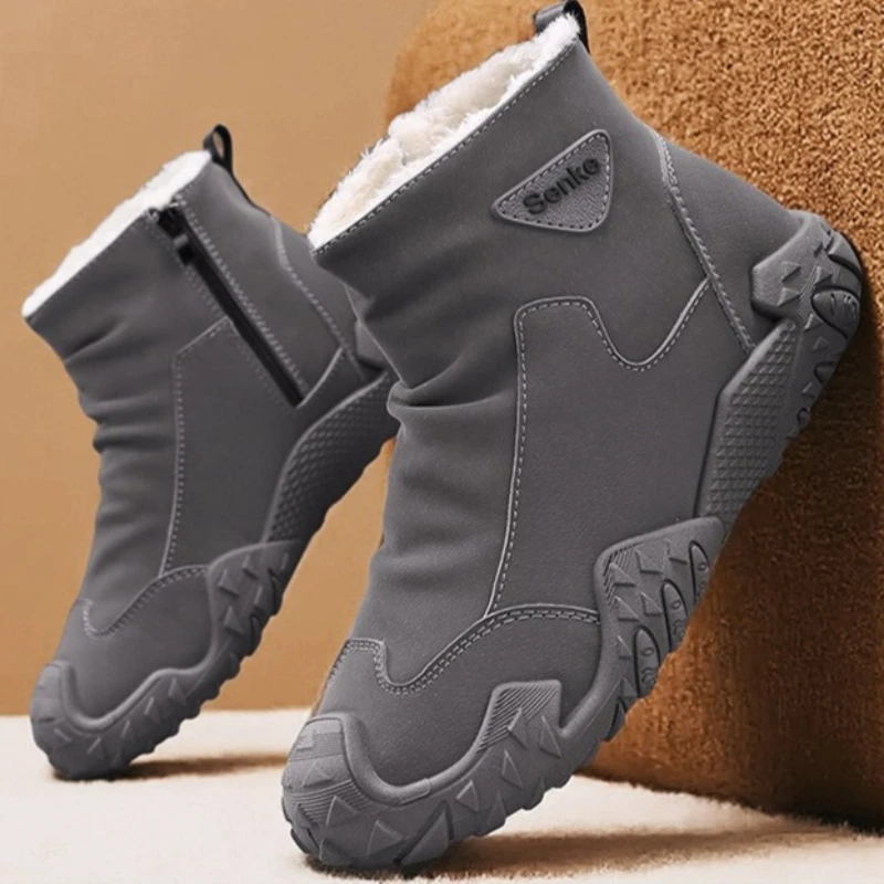 Autumn Winter Men Chelsea Boots Anti-slip Keep Warm Ankle Boots Retro Black Men Fashion Boot Motorcycle Shoes Platform Boots