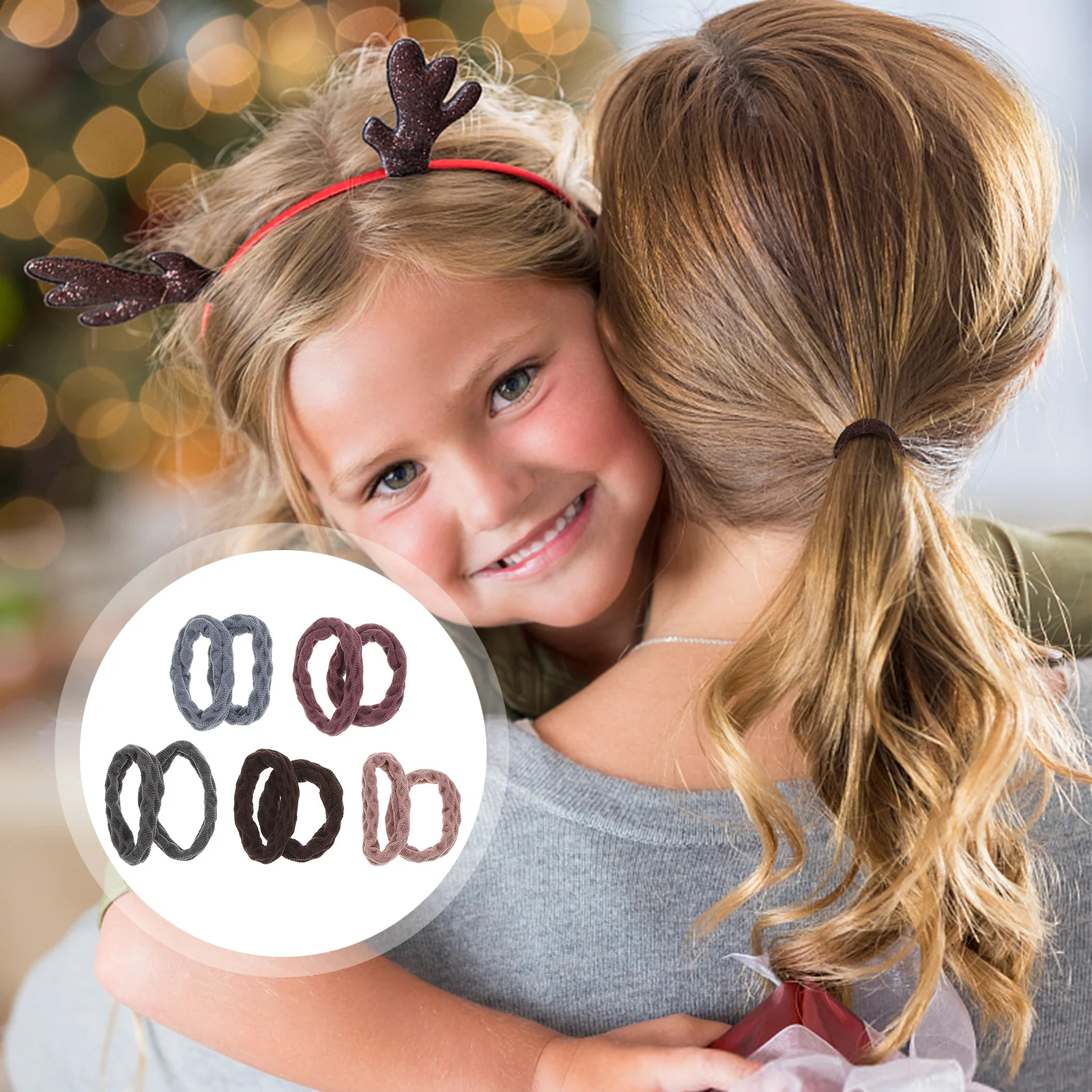 10pcs Donut Ponytail Holder For Women Stretch Ring Sports Hair Tie Sports Hair Accessories Multicolor Elastic