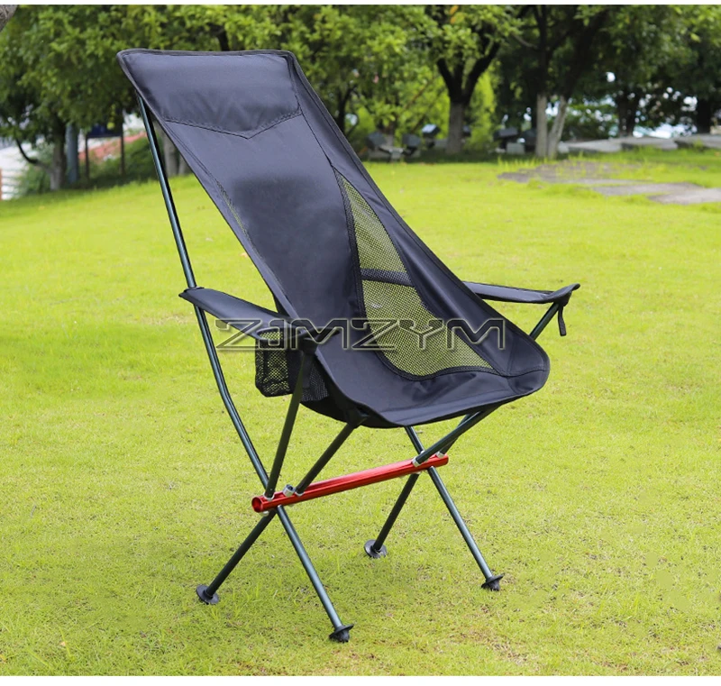 High Back Camping Chair, Portable Folding Chair with Cup Holder, Arm Rest, & Carry Bag; Supports up to 150kg, Black/Gray/Beige